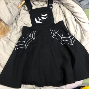 Hell Bunny Spiderweb & Bats Pinafore Dress